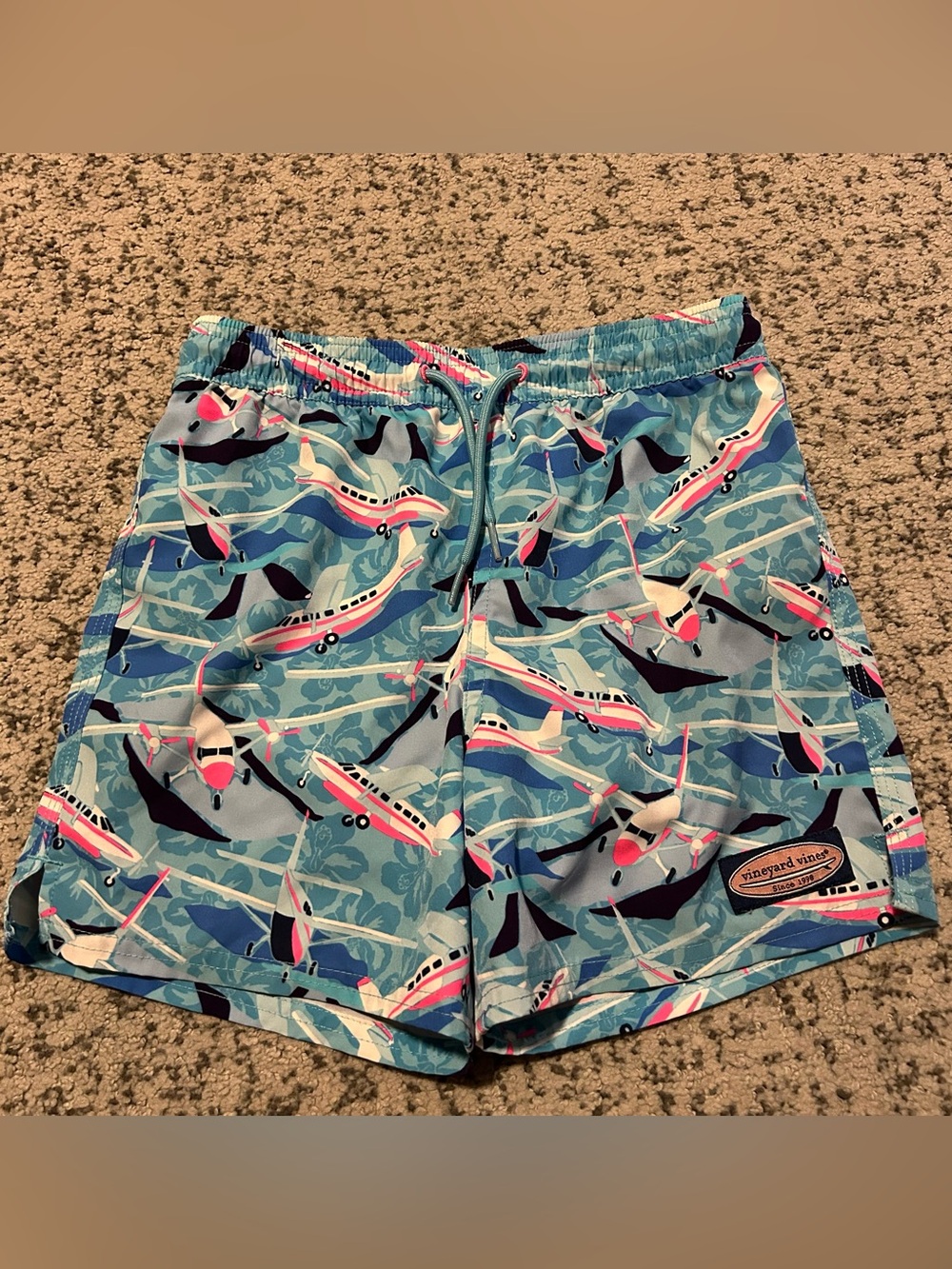 Vineyard Vines Piped Chappy Volley Plane Swim Trunks Size 7 Boy’s